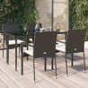 Ensemble à manger de jardin coussins 5pcs Noir Résine tressée 568977568977