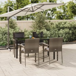 Ensemble à manger de jardin coussins 5 pcs noir et gris 568978568978