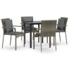 Ensemble à manger de jardin coussins 5 pcs noir et gris 568980568980