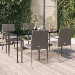 Ensemble à manger de jardin coussins 5 pcs noir et gris 568984568984