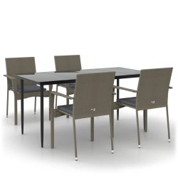 Ensemble à manger de jardin coussins 5 pcs noir et gris 568984568984