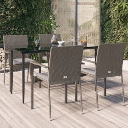 Ensemble à manger de jardin coussins 5 pcs noir et gris 568986568986