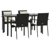 Ensemble à manger de jardin coussins 5pcs Noir Résine tressée 568989568989