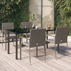 Ensemble à manger de jardin coussins 5 pcs noir et gris 568991568991