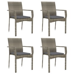 Ensemble à manger de jardin coussins 5 pcs noir et gris 568991568991