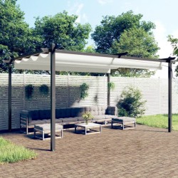 Tonnelle de jardin avec toit rétractable 4x3 m Crème 568992568992