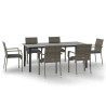 Ensemble à manger jardin et coussins 7 pcs Noir et gris Rotin 568993568993