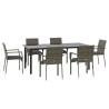 Ensemble à manger jardin et coussins 7 pcs Noir et gris Rotin 568993568993
