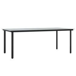 Ensemble à manger jardin et coussins 7 pcs Noir et gris Rotin 568993568993