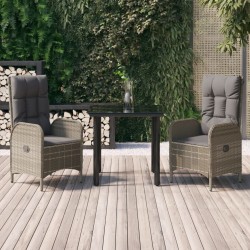 Ensemble à manger jardin 3pcs avec coussins noir et gris 568994568994