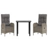 Ensemble à manger jardin 3pcs avec coussins noir et gris 568994568994