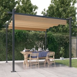 Tonnelle de jardin avec toit rétractable 3x3 m Taupe 568997568997
