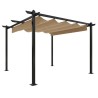 Tonnelle de jardin avec toit rétractable 3x3 m Taupe 568997568997