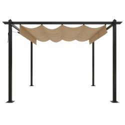 Tonnelle de jardin avec toit rétractable 3x3 m Taupe 568997568997