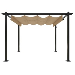 Tonnelle de jardin avec toit rétractable 3x3 m Taupe 568997568997