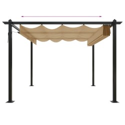 Tonnelle de jardin avec toit rétractable 3x3 m Taupe 568997568997