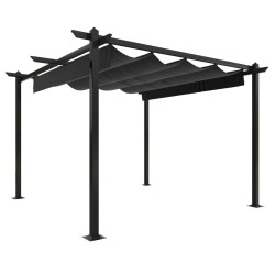 Tonnelle de jardin avec toit rétractable 3x3 m Anthracite 568999568999