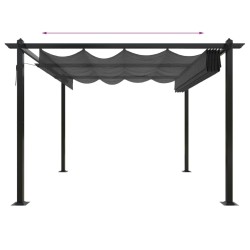 Tonnelle de jardin avec toit rétractable 3x3 m Anthracite 568999568999