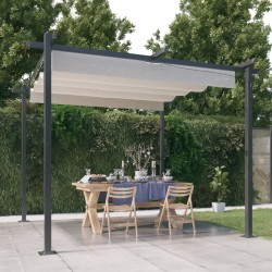 Tonnelle de jardin avec toit rétractable 3x3 m Crème 569000569000