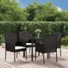 Ensemble à manger de jardin coussins 5pcs Noir Résine tressée 569004569004