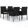 Ensemble à manger de jardin coussins 5pcs Noir Résine tressée 569005569005