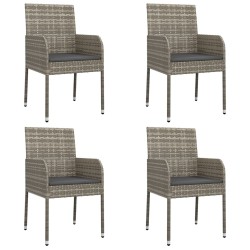 Ensemble à manger de jardin coussins 5 pcs noir et gris 569006569006