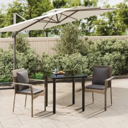 Ensemble à manger jardin 3pcs avec coussins noir et gris 569007569007
