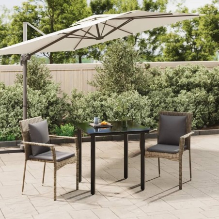 Ensemble à manger jardin 3pcs avec coussins noir et gris 569007569007