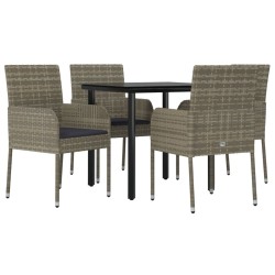 Ensemble à manger de jardin coussins 5 pcs noir et gris 569015569015