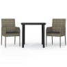 Ensemble à manger jardin 3pcs avec coussins noir et gris 569016569016