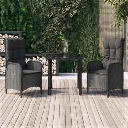 Ensemble à manger de jardin avec coussins 3 pcs Noir 569017569017