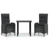 Ensemble à manger de jardin avec coussins 3 pcs Noir 569017569017