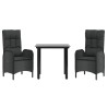 Ensemble à manger de jardin avec coussins 3 pcs Noir 569017569017