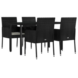 Ensemble à manger de jardin coussins 5pcs Noir Résine tressée 569018569018