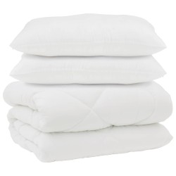Couette avec Oreillers 3 pcs Blanc Microfibre et Plumes D'oie 569035569035