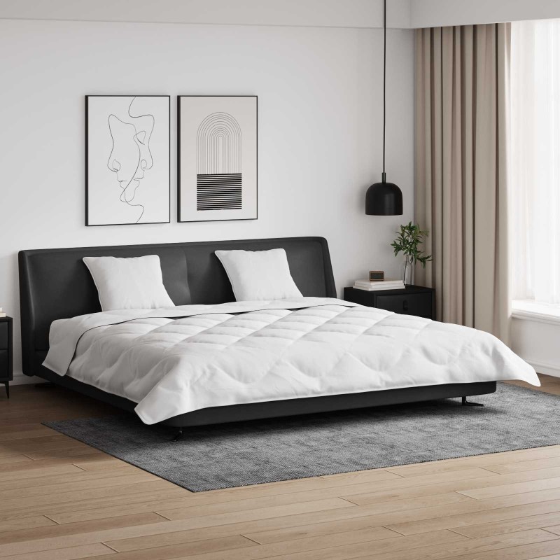 Couette avec Oreillers 3 pcs Blanc Microfibre et Plumes D'oie 569077569077