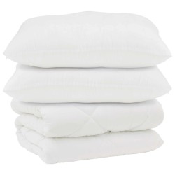 Couette avec Oreillers 3 pcs Blanc Microfibre et Plumes D'oie 569098569098
