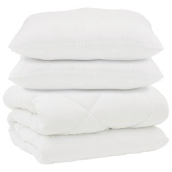 Couette avec Oreillers 3 pcs Blanc Microfibre et Plumes D'oie 569126569126
