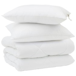 Duvet d'hiver avec oreiller 3 pcs Blanc Microfibre 569142569142