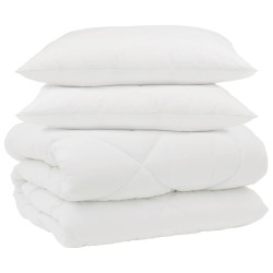 Duvet d'hiver avec oreiller 3 pcs Blanc Microfibre 569165569165