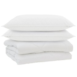 Couette avec oreiller 3 pcs Blanc Microfibre 569289569289