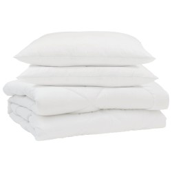 Duvet d'été simple avec oreiller 3 pcs Blanc Microfibre 569346569346