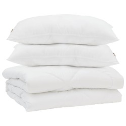 Duvet d'été simple avec oreiller 3 pcs Blanc Microfibre 569347569347