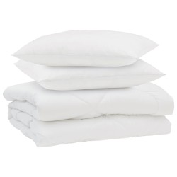 Duvet d'été simple avec oreiller 3 pcs Blanc Microfibre 569356569356