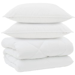 Duvet d'hiver avec oreiller 3 pcs Blanc Microfibre 569391569391