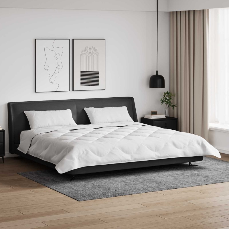 Couette avec Oreillers 3 pcs Blanc Microfibre et Plumes D'oie 569396569396