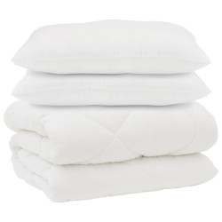 Couette avec Oreillers 3 pcs Blanc Microfibre et Plumes D'oie 569405569405