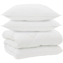 Duvet d'hiver avec oreiller 3 pcs Blanc Microfibre 569460569460