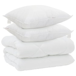 Duvet d'hiver avec oreiller 3 pcs Blanc Microfibre 569469569469