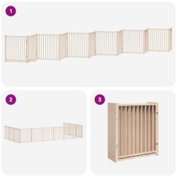 Barrière pour chien porte pliable 12 panneaux bois de peuplier 569483569483
